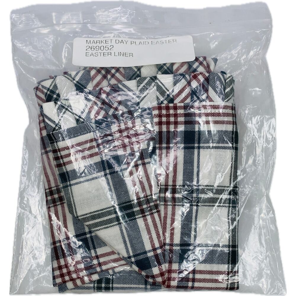 Longaberger MARKET DAY PLAID EASTER‎ BASKET LINER Only NEW 269052 10x3.75"